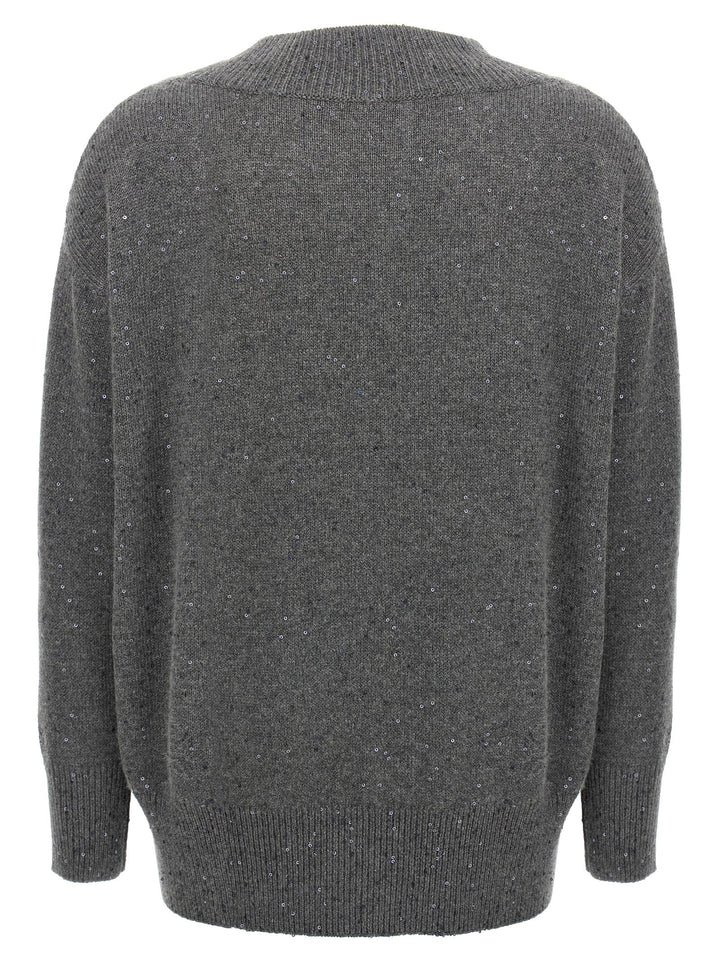 Brunello Cucinelli Sequin Sweater Maglioni - Grigio | 94636efae82361d4eea5e2011ef9fc6519e73165