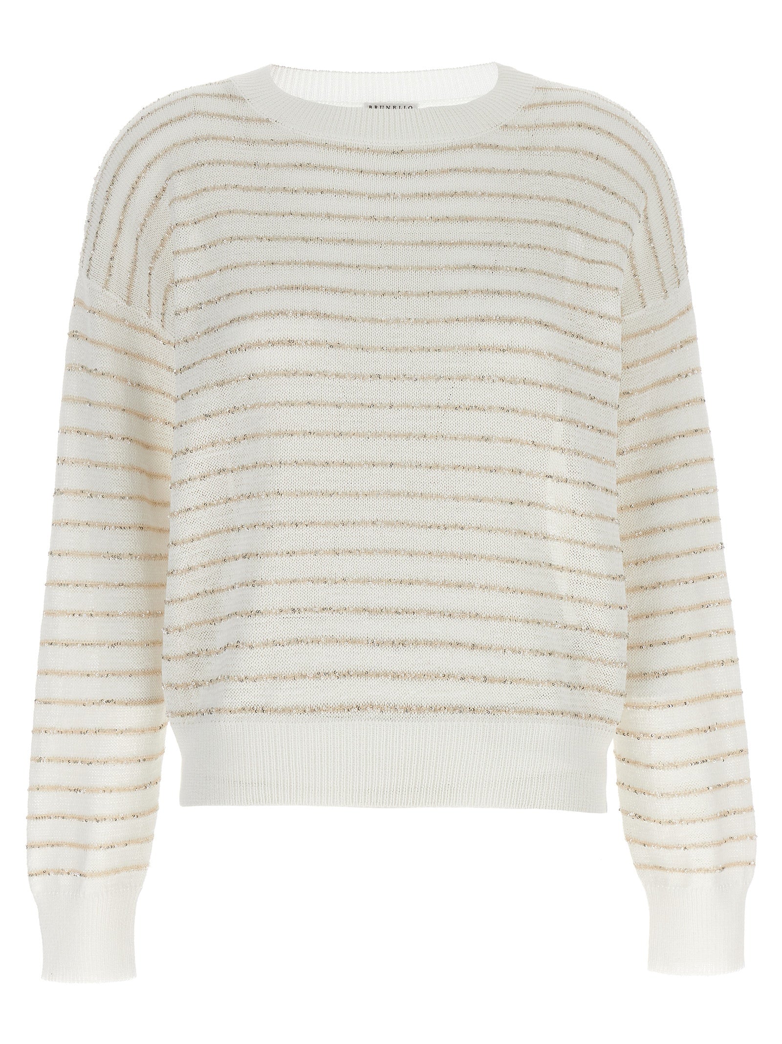 Sequin Stripes Sweater Maglioni Bianco