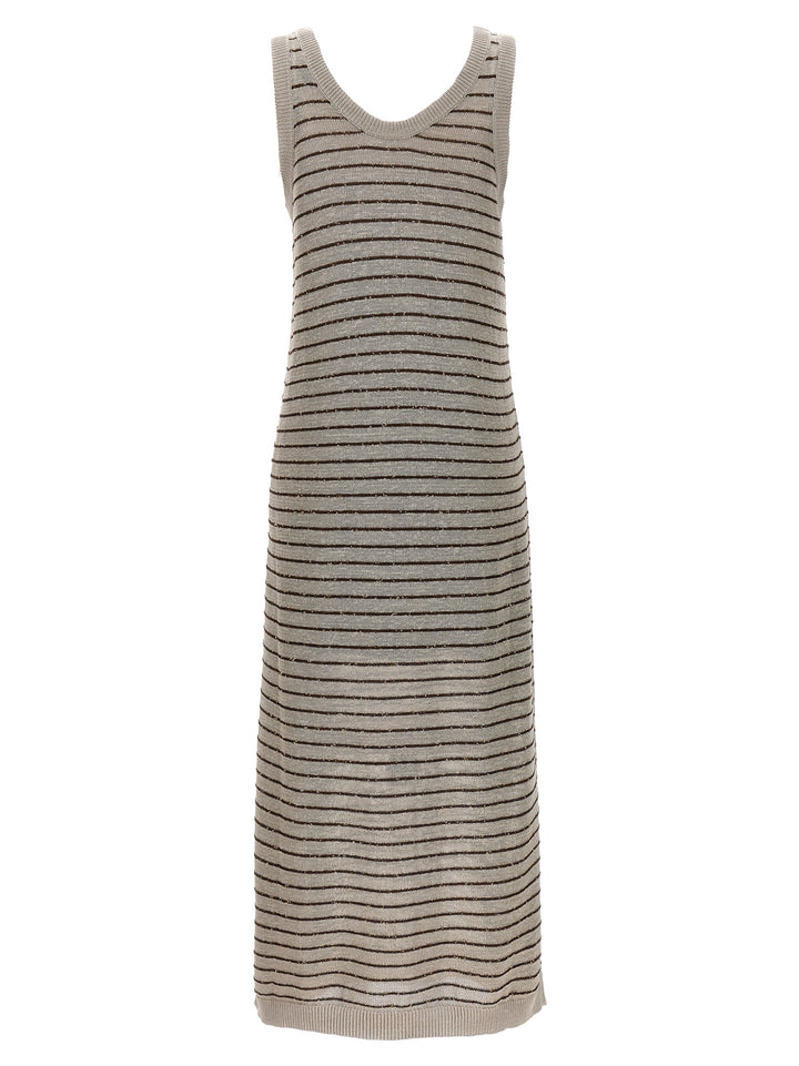 Sequin Striped Long Dress Abiti Grigio