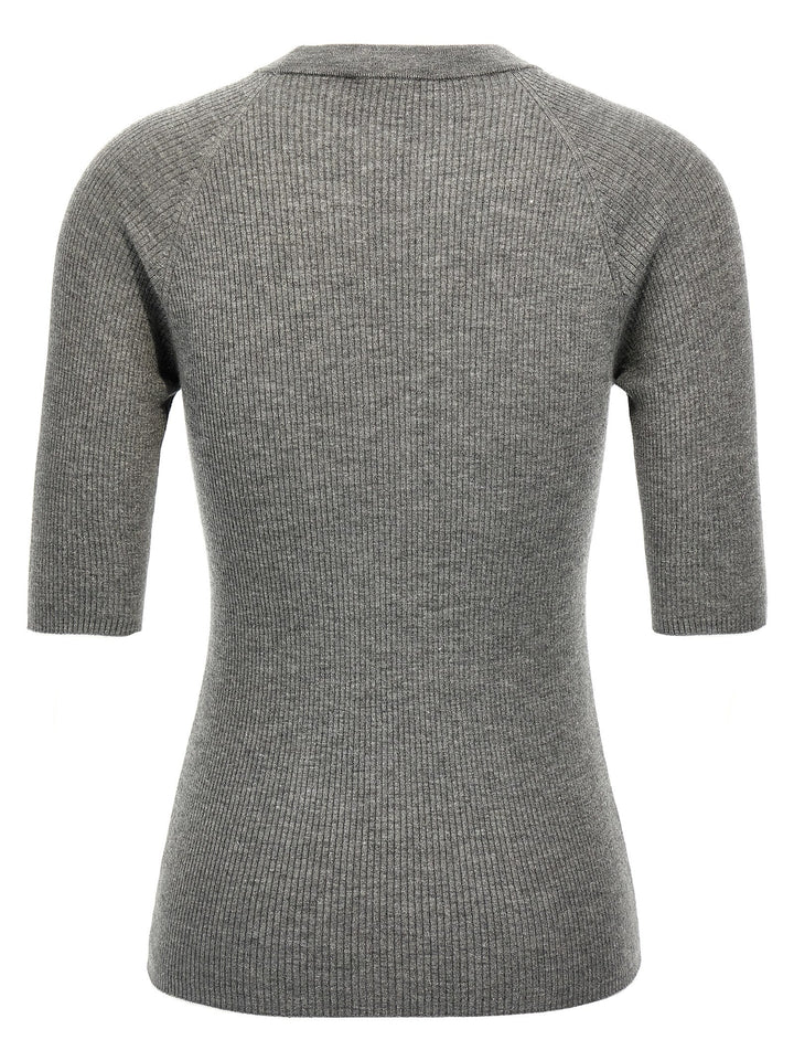 Brunello Cucinelli Lurex Ribbed Sweater Maglioni - Grigio | 6738f3172d54c59378d52736ea3883f73c3ed23a