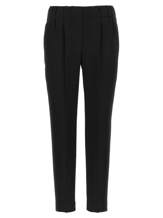 Silk Blend Pantaloni Nero