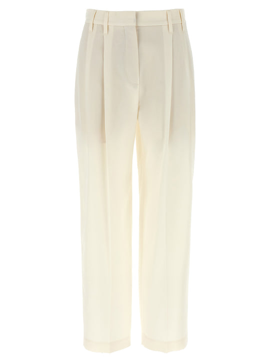 Pleat Pantaloni Bianco