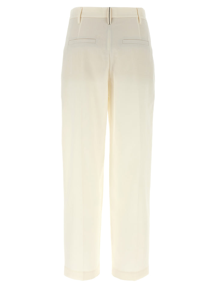 Brunello Cucinelli Pleat Pantaloni - Bianco | 503b901fa0ad5b5ae00c94e08b76c041e58e2385