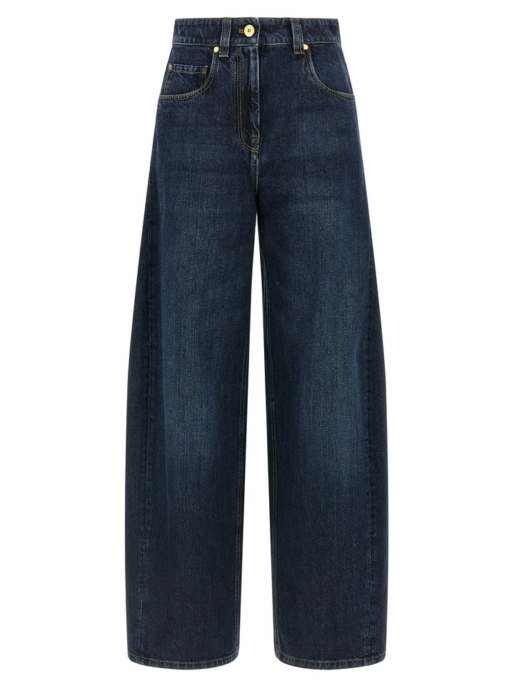 Brunello Cucinelli Wide Barrel Full Lenght Jeans - Blu | db7ff305c440216ad7d6d25f4faecbbdb7c7eaf8