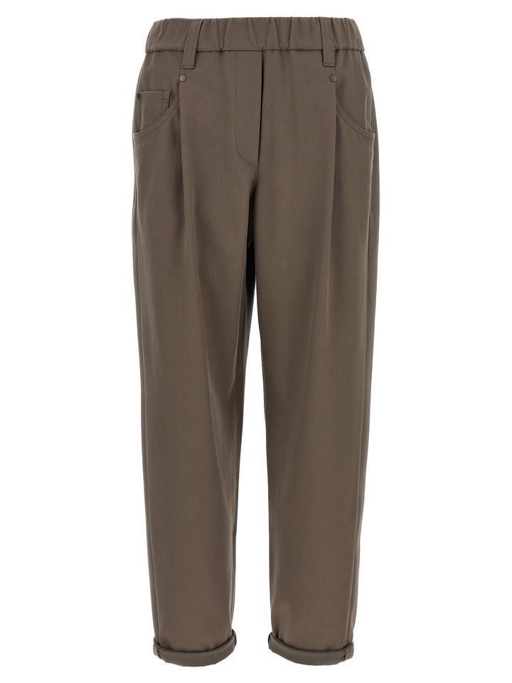 Brunello Cucinelli Shiny Bartack Pantaloni - Grigio | 279c5899ca32f828fc500d8df9cf5cf2ddd63829