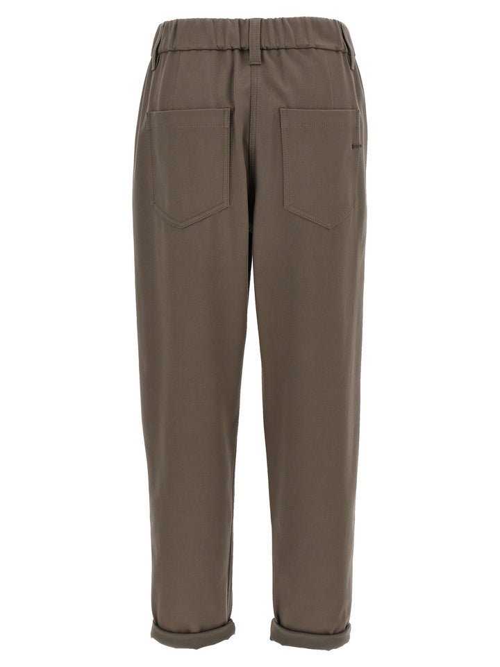 Brunello Cucinelli Shiny Bartack Pantaloni - Grigio | 42abe70485a990217a9825102e301fa15a73a3a4
