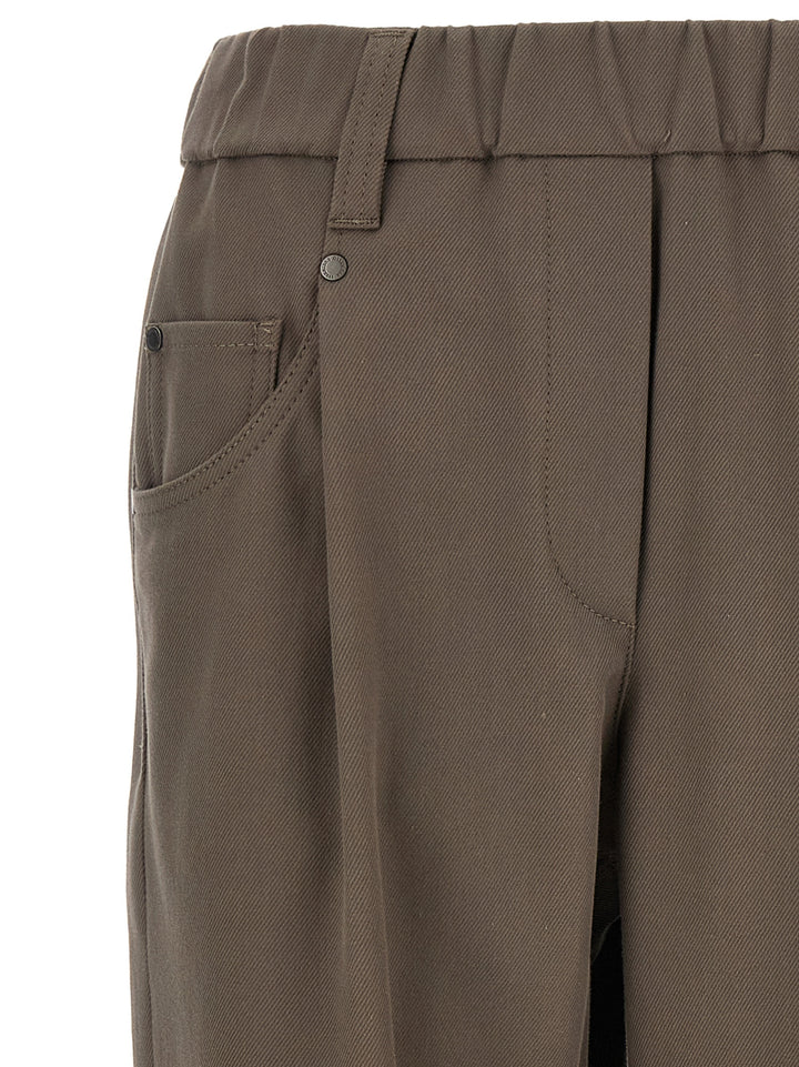Brunello Cucinelli Shiny Bartack Pantaloni - Grigio | 5fd92d58f0b5feac6d070c39980cb5d2ebc8766e