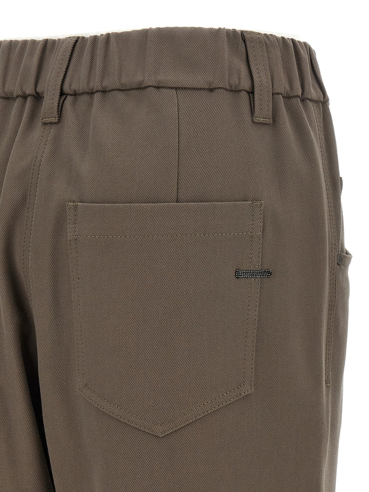 Brunello Cucinelli Shiny Bartack Pantaloni - Grigio | 56431ef559a303de80bf1bdfcd8cd25e643cae4a