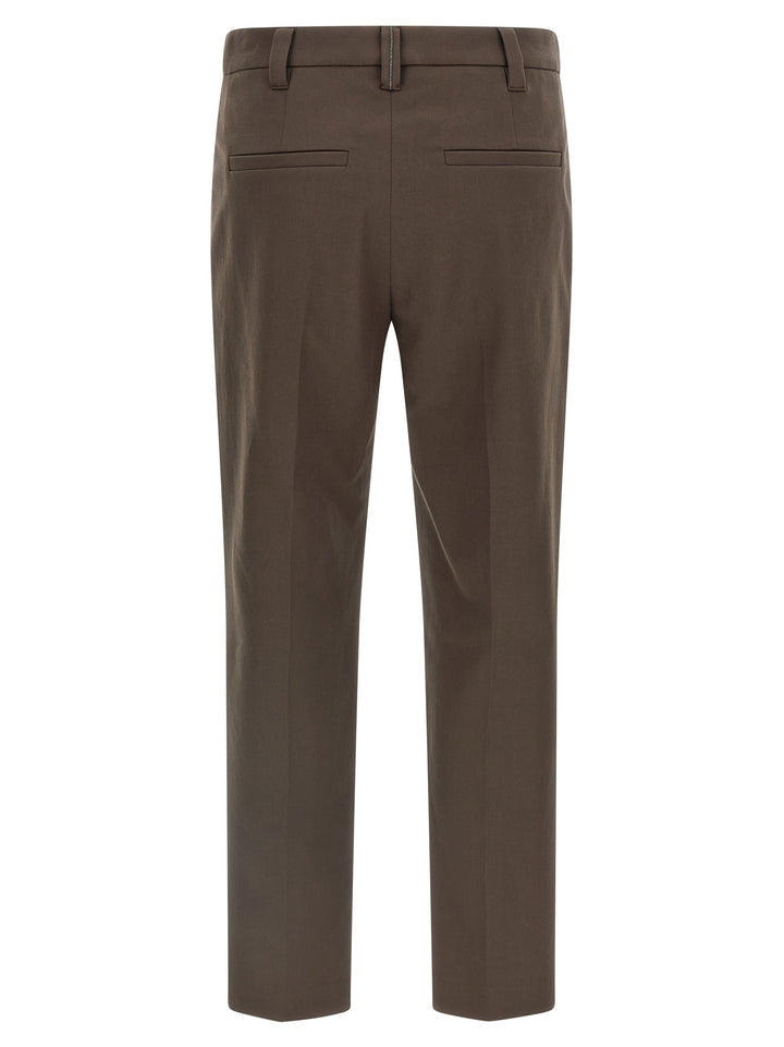 Brunello Cucinelli Cotton Trousers Pantaloni - Marrone | b74ef4a4d0e9aa1c3020f347eb50bd0427e55236