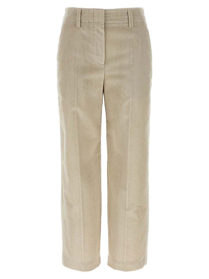 Brunello Cucinelli Monile Velvet Pantaloni - Beige | 2a73ab97eab96926d62ce8740c886ef8d8032297