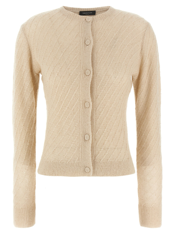 Fabiana Filippi Sequin Crochet Cardigan Maglioni - Beige | 28a28a51b2f66e022fe9129d542d042652034b64