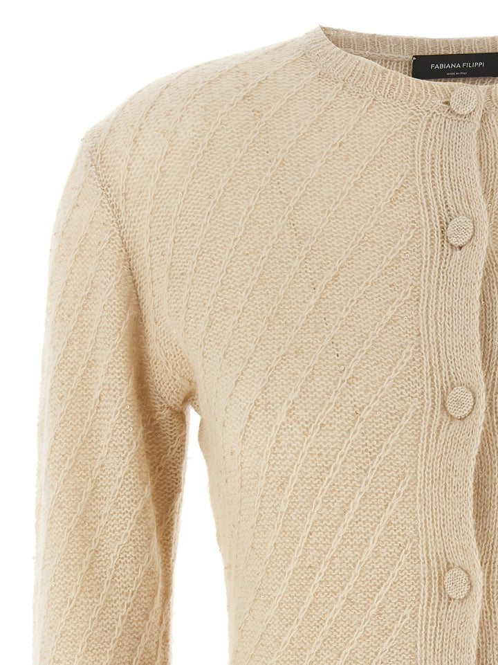 Fabiana Filippi Sequin Crochet Cardigan Maglioni - Beige | fc0fc9c430feb197135e71897ac76c5f515bd678