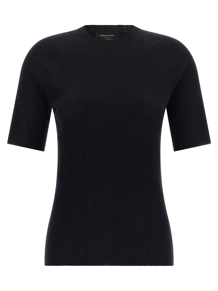 Fabiana Filippi Ribbed Knit T shirt - Blu | b7979ad6d9503d646e2b4d668ed38a181496bb42