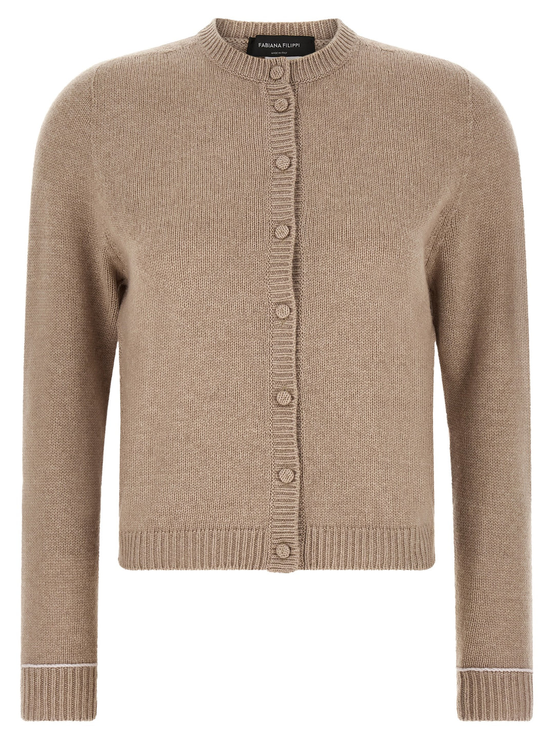 Fabiana Filippi Covered Buttons Cardigan Maglioni - Beige | 5960ded78859ba9445f260d15ef2c9fed403a777