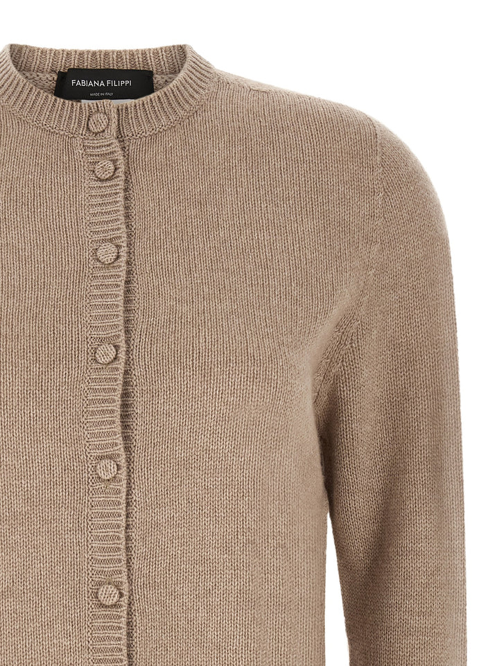 Fabiana Filippi Covered Buttons Cardigan Maglioni - Beige | f153ee42fde00eabadf3359cc9754d8a06dde761