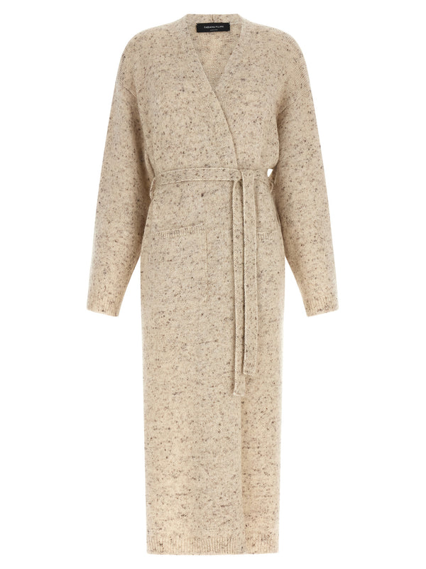 Buttoned Yarn Cardigan Maglioni Beige