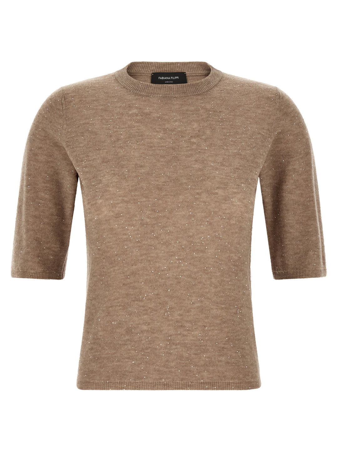 Fabiana Filippi Micro Sequin T shirt - Beige | 5ff036a4060996418bd640ea51fc0c7fc6e0575d