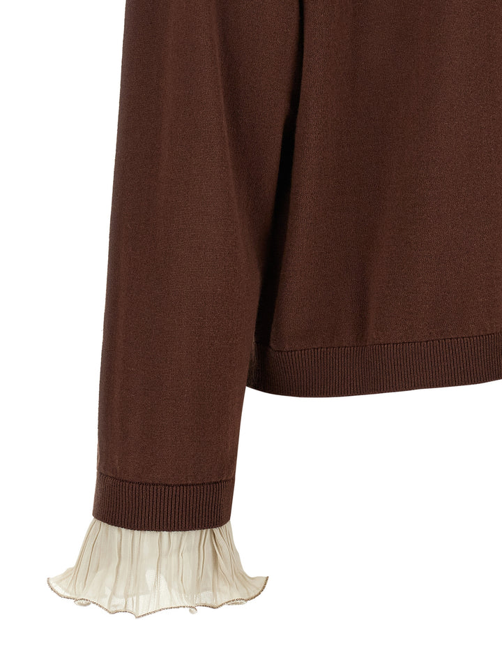 Fabiana Filippi Pleated Cuffs Sweater Maglioni - Marrone | ff7137da37bfe35a519fc17acc3ab7a8bbfa7709