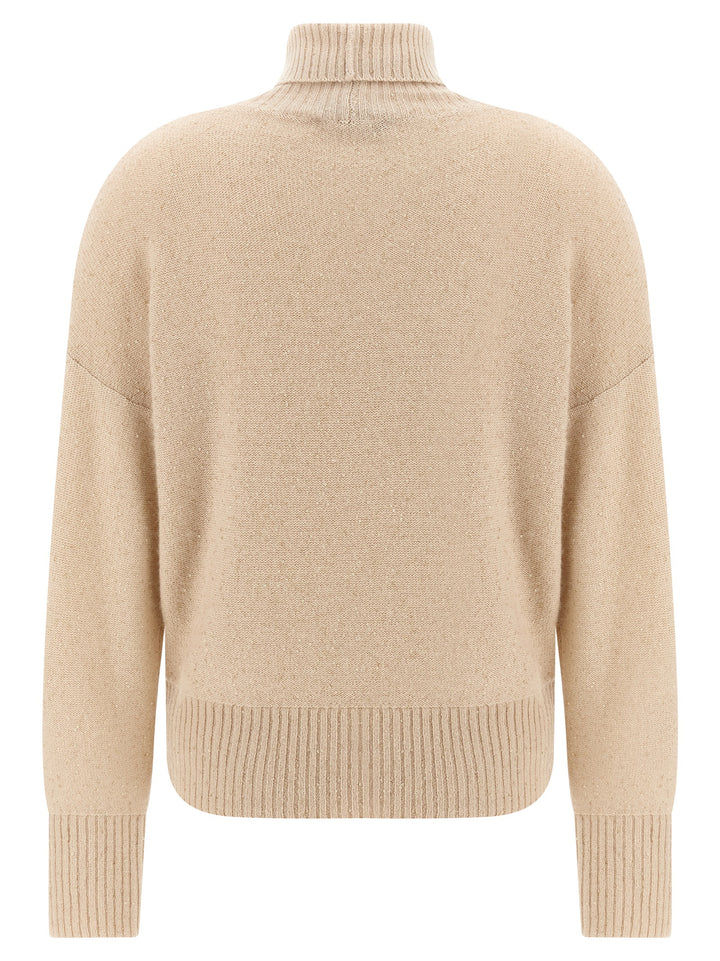 Fabiana Filippi Sequin Turtleneck Sweater Maglioni - Beige | 6a794eb36945447d8d6ef2e20bd28e0f496ec807