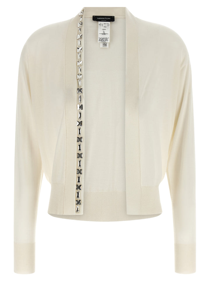 Fabiana Filippi Crystal Cardigan Maglioni - Bianco | 665dedb57c7e29dfc08d82ba7645fdb45dfe6143