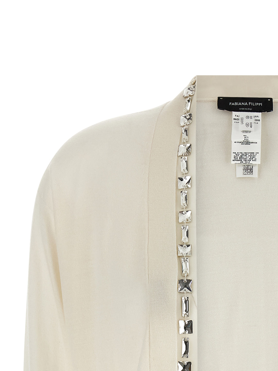 Fabiana Filippi Crystal Cardigan Maglioni - Bianco | 68509cb3eb366fd001772016266c7497ae513e9e