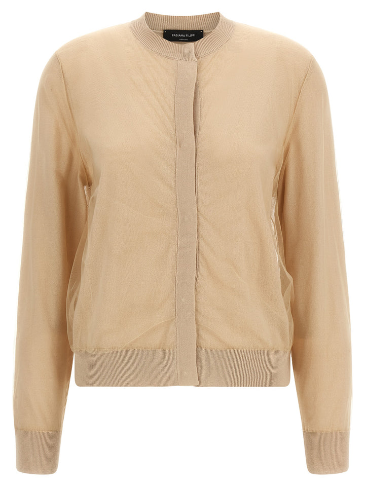 Fabiana Filippi Tulle Cardigan Maglioni - Marrone | 2754a131c52ec092eb2e8445af484756163c4d10