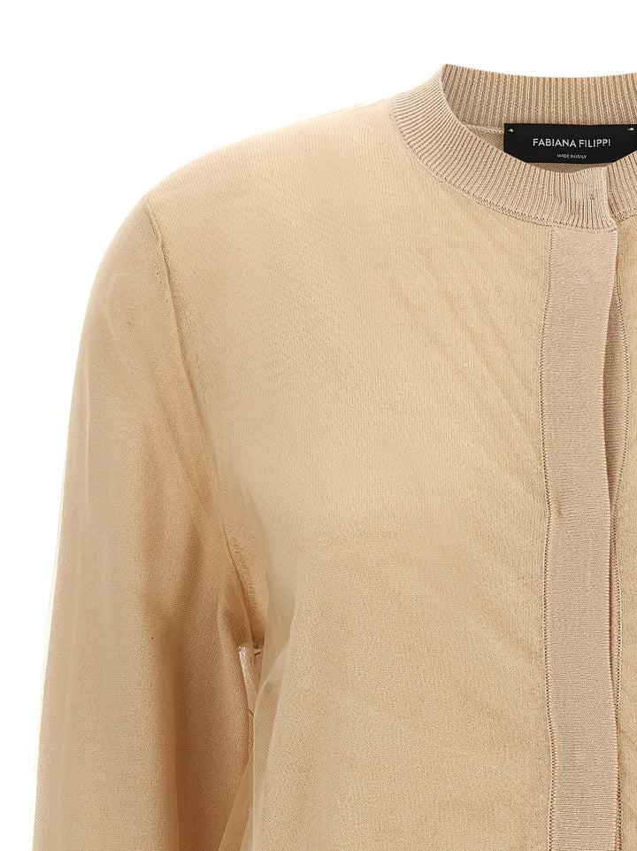 Fabiana Filippi Tulle Cardigan Maglioni - Marrone | c1e26542223a03a4b67a370eec52220f8f492b07