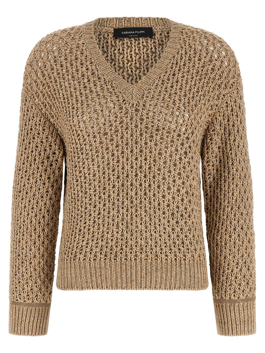 Mouliné Yarn Sweater Maglioni Marrone