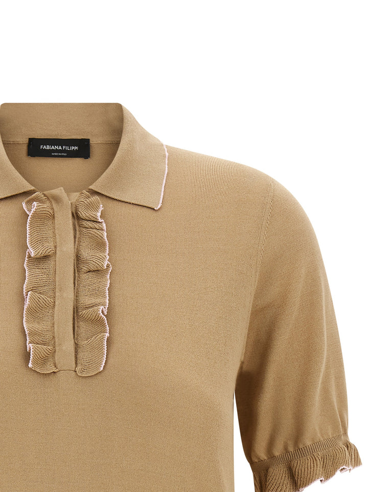 Fabiana Filippi Cotton Silk  Shirt Polo - Beige | 0c6f9faea2d0be331cbe8db59921e8301ae598db