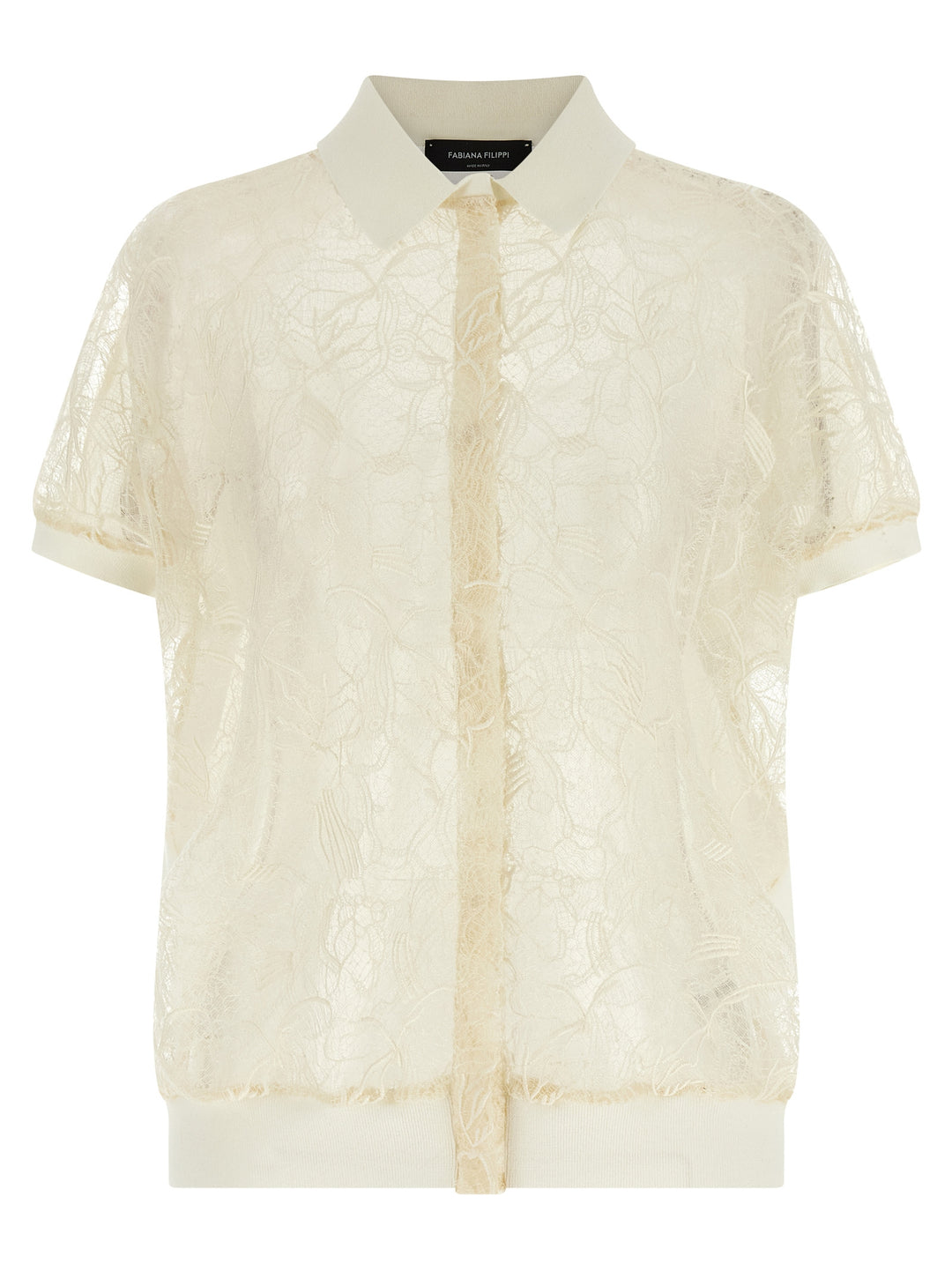 Fabiana Filippi Organza Lace Cardigan Maglioni - Beige | 7f96965f1bcf5c29e792429c27fafde14b0a572a