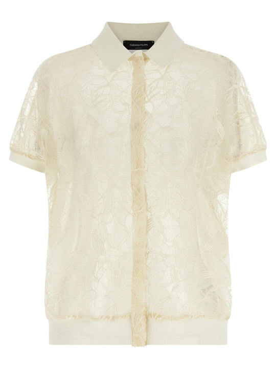 Organza Lace Cardigan Maglioni Beige