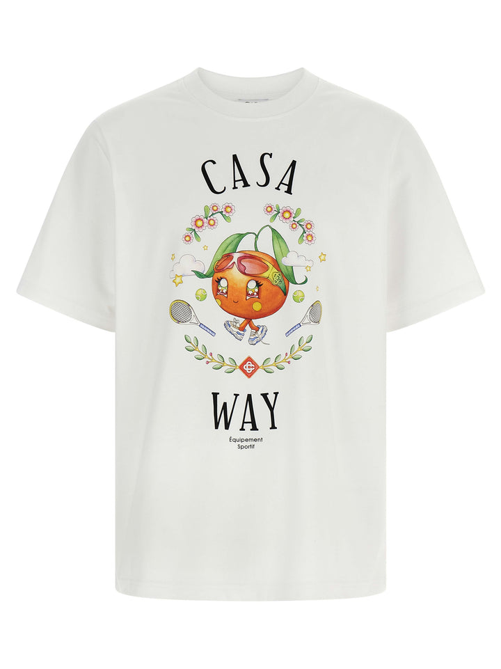 Casablanca Casa Way Orange Mascot T shirt - Bianco | 6af06f1fd4fef35100e643e0651ad3ba2b53f109