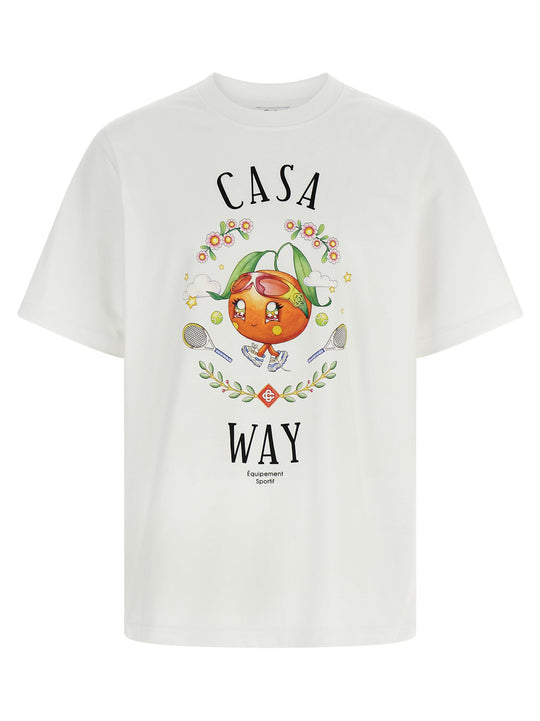 Casa Way Orange Mascot T Shirt Bianco
