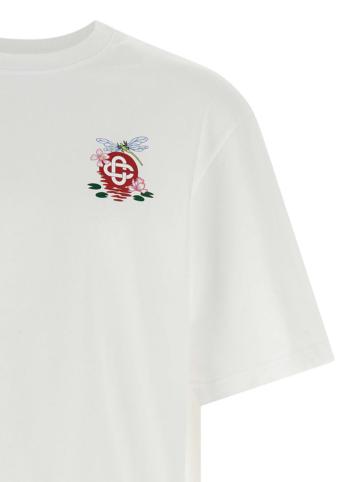 Casablanca Dragonfly Floral T shirt - Bianco | 17bc0b29fd7129e96f2e6483deed2aff7a0cb605