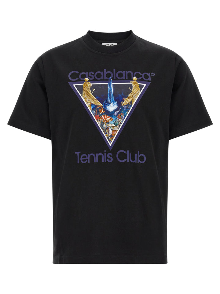 Casablanca Monde Perdu Tennis Club Icon T shirt - Nero | ed416075bbb0a606f587dbbd8436667e24fba7c5