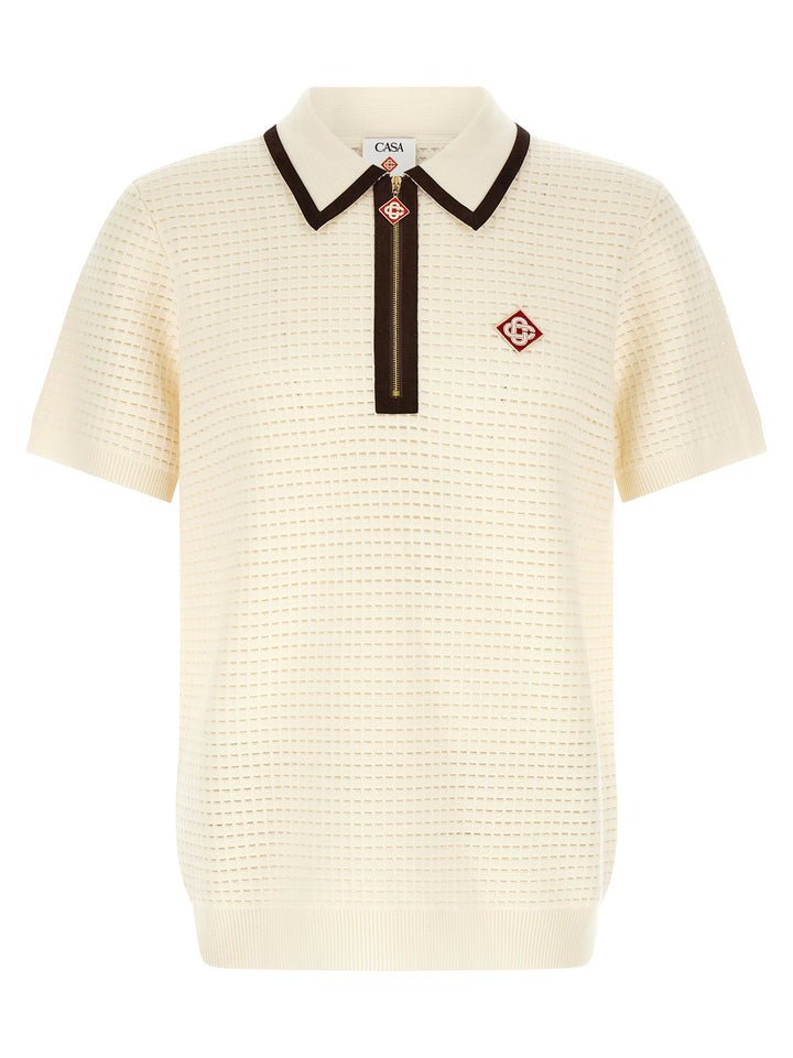 Casablanca Waffle Stitch Polo - Bianco | 81415d15adb158108b88a218c2e2284b49aac4fa