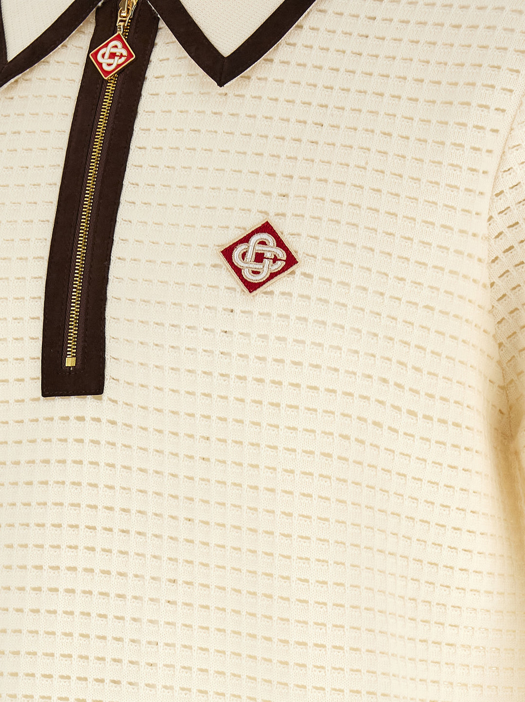 Casablanca Waffle Stitch Polo - Bianco | 2b97bea9f9f916b6bab9d2acf3b710c6b99f5f5d