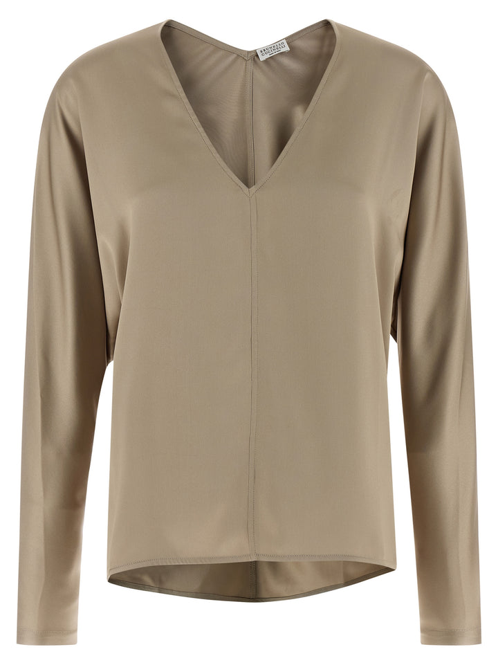 Brunello Cucinelli Silk Blouse Camicie - Beige | 3865fcbbd6fa13e344a8a0751f160ab2bc6f1247