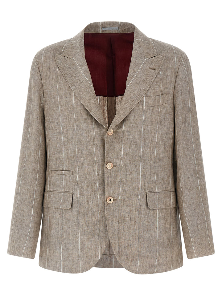 Brunello Cucinelli Striped Blazer - Beige | 2f42009408ea10884c0c6a7452fb380386003168