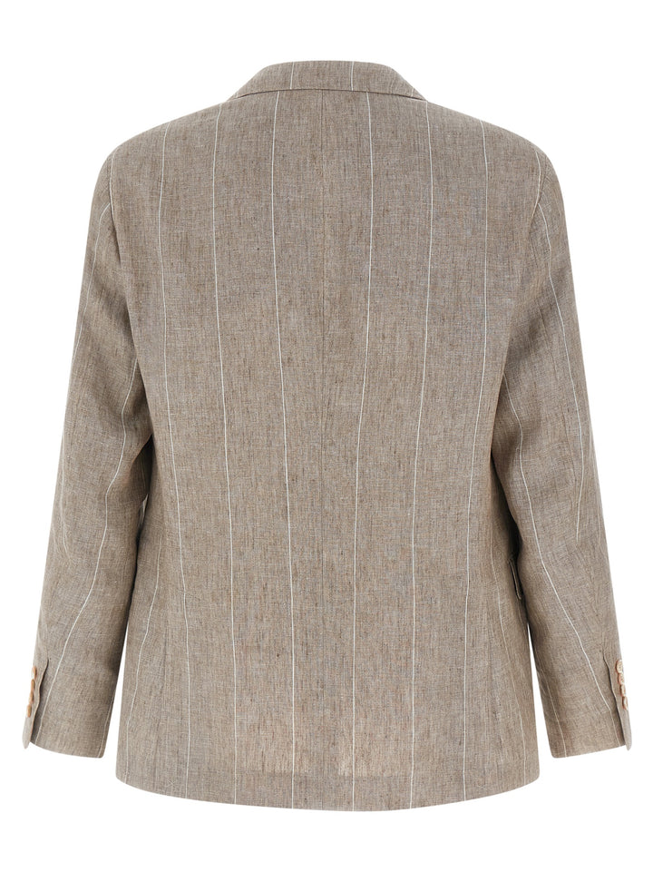 Brunello Cucinelli Striped Blazer - Beige | a519c18f1743a33e481bd4278fff9d7c55d0b83a