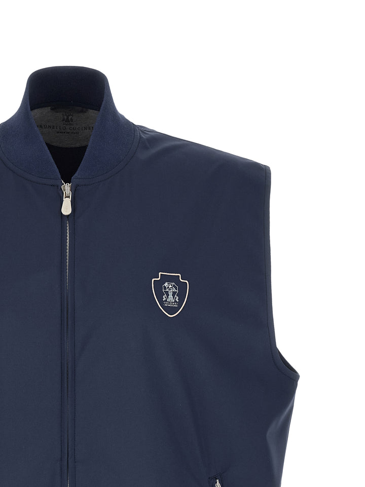 Brunello Cucinelli Logo Nylon Vest Gilet - Blu | efa81b9f3c4a8207da21fefceef26ce0ab95dfa8