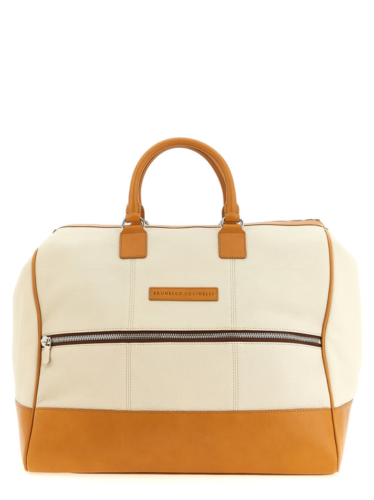 Leather Duffel Bag Casa E Lifestyle Beige