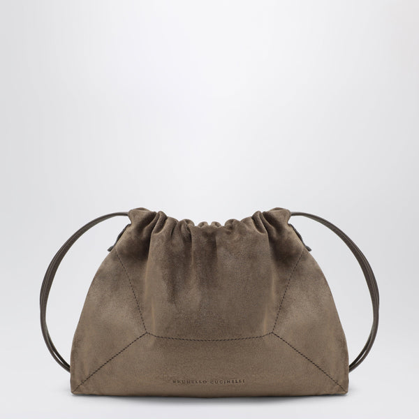Graugrüne Suede Bc Duo Pouch Tasche Mit Monile