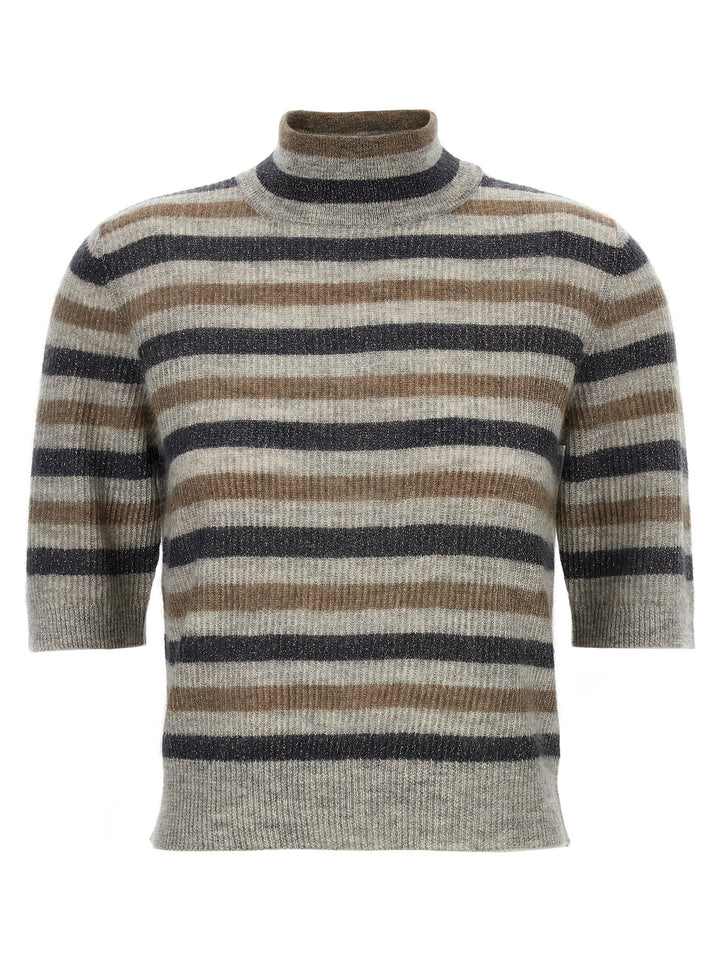 Brunello Cucinelli Lurex Wool Cropped Sweater Maglioni - Multicolor | b6dc5af56821e7a3ff36fce30e008eef166b4493