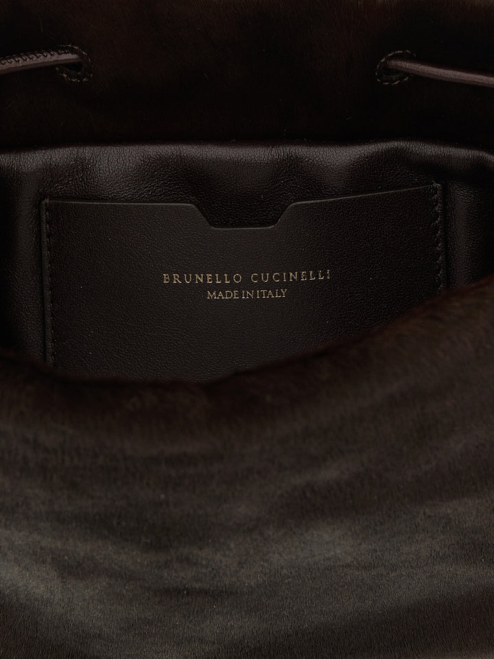 Brunello Cucinelli Bucket Mellow Borse a Tracolla - Marrone | 7d903fac2ca1bad3bd15d01747d8f035a7e9db56