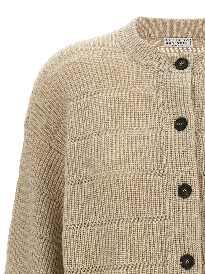 Brunello Cucinelli Rustic Dazzling Net Maglioni - Beige | 23da141edade97ed71fed31465de1cd4ba3f7e05