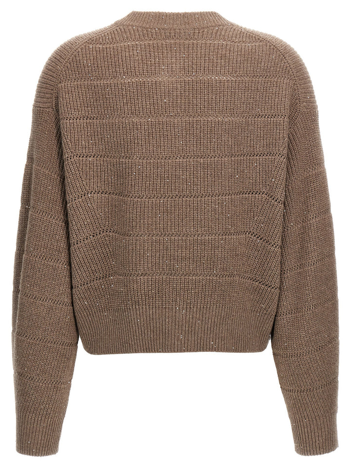 Brunello Cucinelli Rustic Dazzling Net Maglioni - Marrone | b6ca1c151d522d156246d895719105e178c90e42