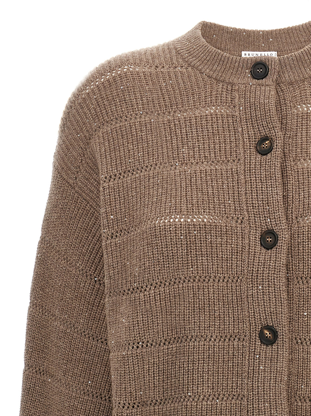 Brunello Cucinelli Rustic Dazzling Net Maglioni - Marrone | 888d55227c7c28cd53972686474a3e04f176a8c9