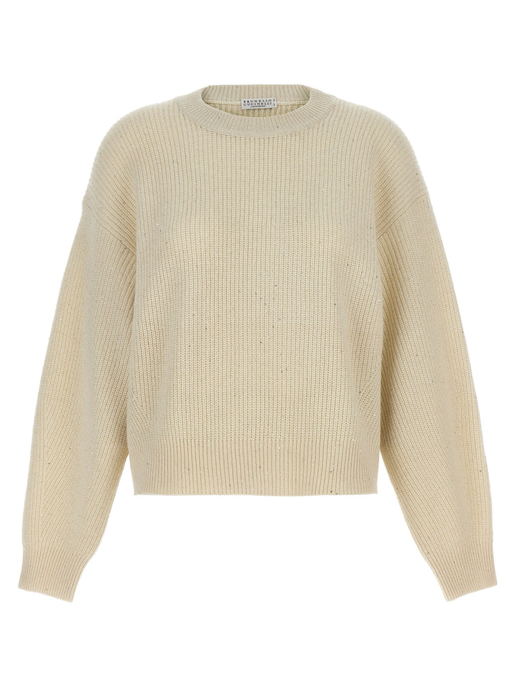 Brunello Cucinelli Sequin Sweater Maglioni - Bianco | d2af44c13e95abd15b0f4ca8c203ecb77d91ec90