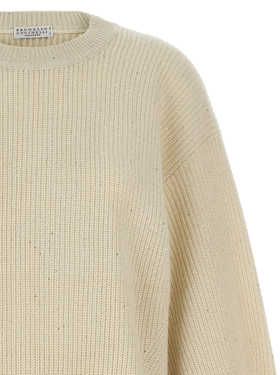 Brunello Cucinelli Sequin Sweater Maglioni - Bianco | c48b0808da9c53292f42eeeb1555bc565fafb201